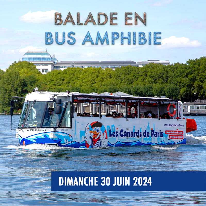 Dimanche 30 juin 2024
Embarquez à bord du premier bus amphibie français pour une aventure exceptionnelle par les routes et par la Seine..